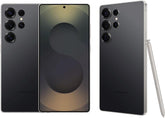 Samsung Galaxy S25 Ultra smartphone showing front and back views on a white background