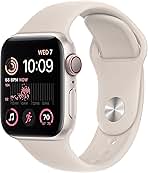 Front view comparing Apple Watch SE 3rd Gen 40mm and 44mm sizes with active Retina displays on a clean white background.