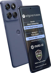 Close-up combo view of Motorola Edge 60 Fusion 5G, highlighting the ultra-slim bezels of the 6.67-inch display and the modern multi-camera array with a matte finish back.