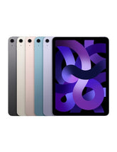 Row of Apple iPads in different colors with a purple and black design on one tablet. Front and back view of the compact Apple iPad Mini 6th Generation 64GB Cellular model, featuring an 8.3-inch Liquid Retina display and a premium aluminum enclosure on a white background.