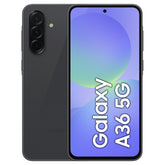 Samsung Galaxy A36 5G smartphone showing front and back on a white background