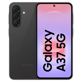 Front and back view of Samsung Galaxy A37 5G smartphone, displaying both the 120Hz screen and the sleek rear chassis.