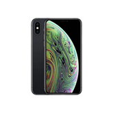 Front and back combo view of an iPhone XS, displaying its premium curved surgical-grade stainless steel frame, immaculate front screen, and clean rear glass chassis.