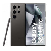 Front and back combo view of a used Galaxy S24 Ultra in mint condition, displaying its sharp, boxy corners, immaculate front glass, and scuff-free metallic rear chassis.