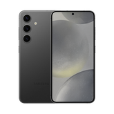 Front and back combo view of a used Galaxy S24+ in pristine shape, displaying its bright, scratch-free front screen alongside its clean, scuff-free metallic rear chassis.