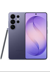 Front and back combo view of Samsung Galaxy S26 Ultra AI flagship, displaying the expansive edge-to-edge screen alongside the durable titanium chassis design.