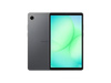 Samsung tablet with a green and blue gradient screen on a white background