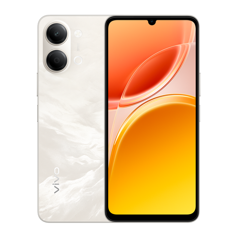 Front and back view of Vivo Y05 smartphone showing its punch-hole display and modern camera module design on a clean white background.