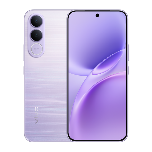 vivo v70 5G Smartphone with a gradient purple design on a white background