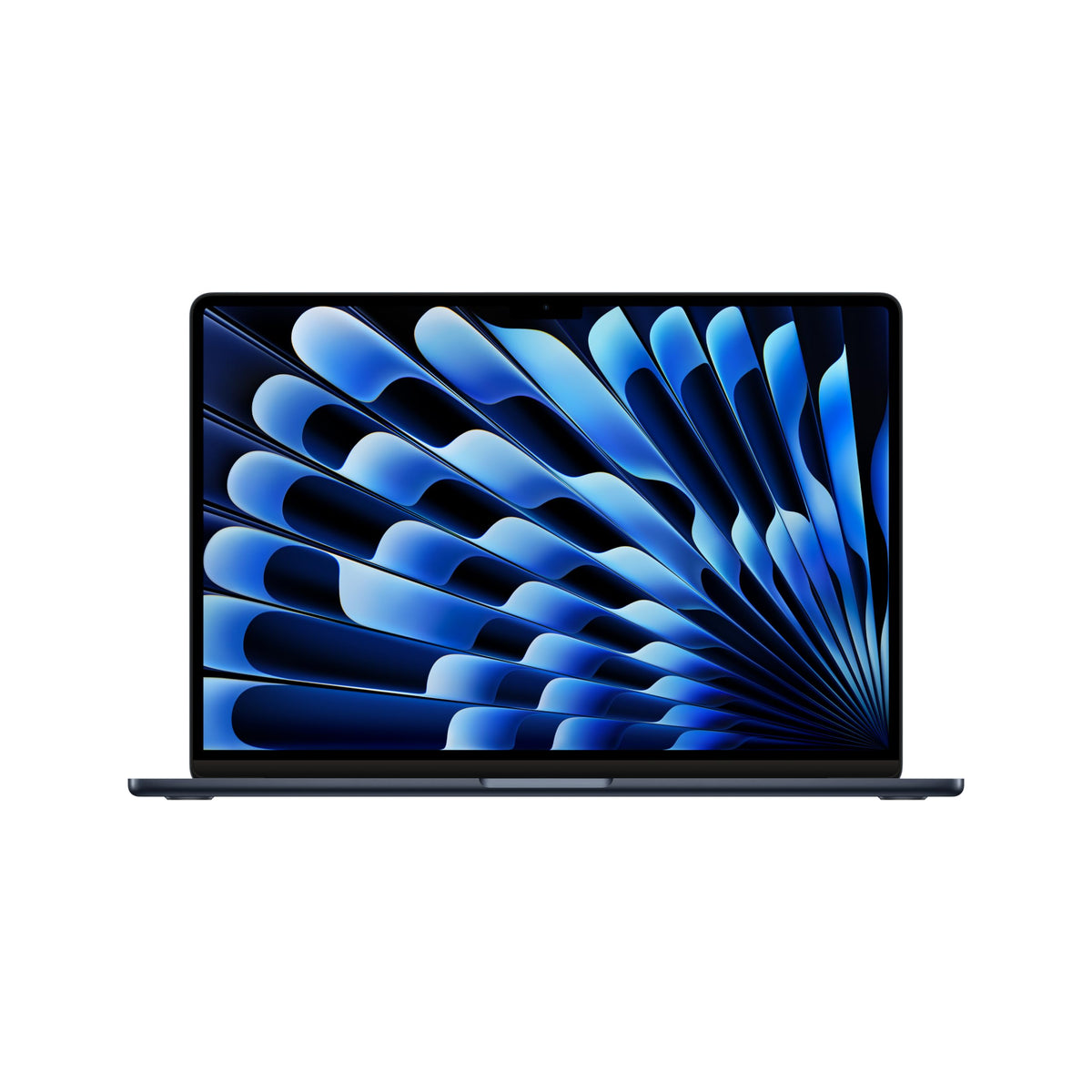 Front view of open Apple MacBook Air 15.3-inch M3 laptop, showing Liquid Retina display and spacious backlit keyboard.