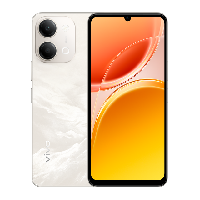 Front and back view of Vivo Y11 5G smartphone showcasing its waterdrop notch display and dual rear camera setup on a clean white background.