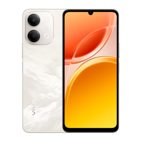 Front and back view of Vivo Y11 5G smartphone showcasing its waterdrop notch display and dual rear camera setup on a clean white background.