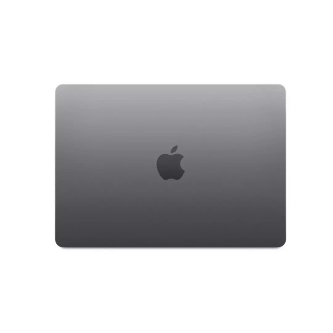 Rear view of closed Apple MacBook Air 13.6-inch M2 laptop, showing the Centered Apple logo on premium aluminum lid.