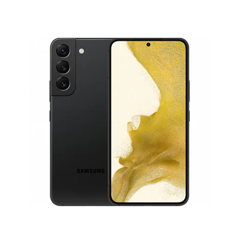 Front and back combo view of a used Galaxy S22+ in mint shape, displaying its vibrant, scratch-free front display alongside its clean, unblemished metallic rear chassis.