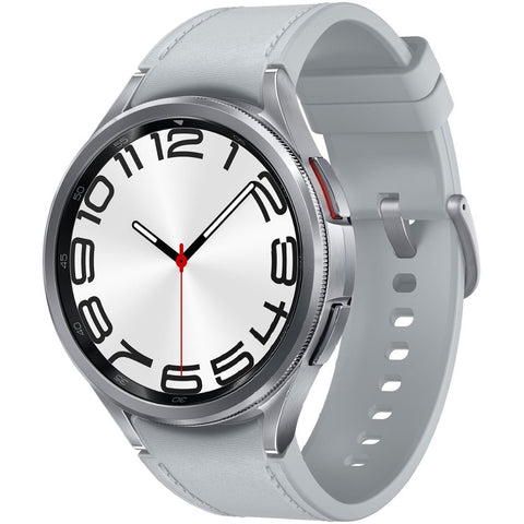 Samsung Galaxy Watch 6-44mm/47mm . Smartwatch with a light gray band on a white background