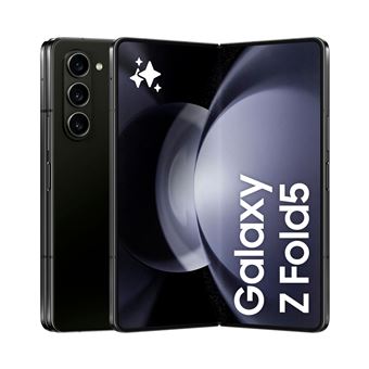 Front and back combo view of Galaxy Z Fold 5, displaying the immersive main internal folding display alongside its flat-folding outer chassis and premium glass back.