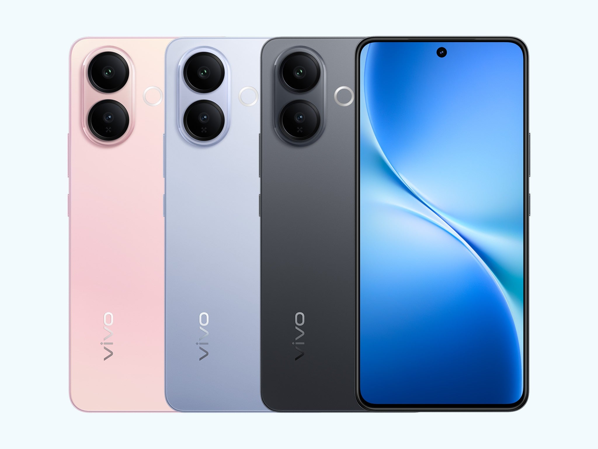 Front and back combo view of Vivo V60-Lite 5G 12GB RAM edition, displaying the sharp screen and the sleek, modern chassis design.