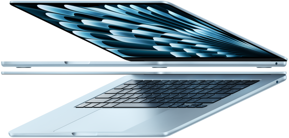 Left side profile of slim Apple MacBook Air 15" M4 laptop, highlighting the headphone jack and ultra-thin wedge design.