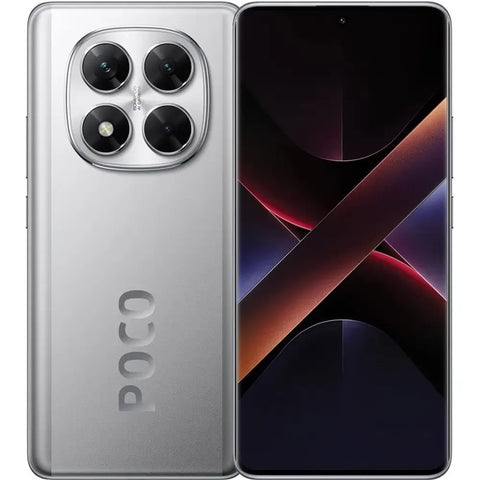 Front and back combo view of Xiaomi PocoX7, displaying the immersive high-refresh-rate screen alongside its sharp, modern chassis design.