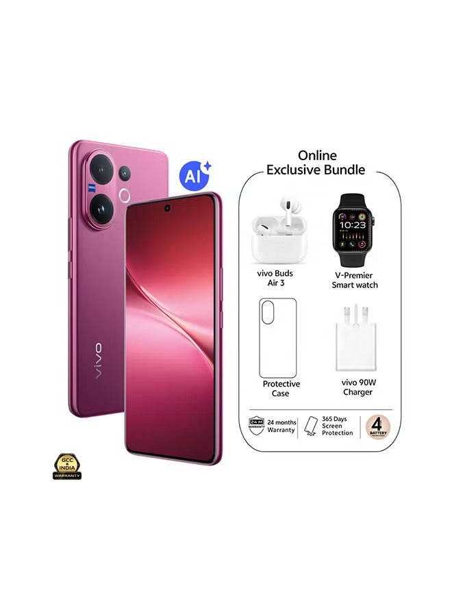 Side-by-side display of the V60 AI 5G showing the vivid front panel alongside the luxurious Desert Gold back panel, emphasizing the slim 12GB RAM hardware profile.