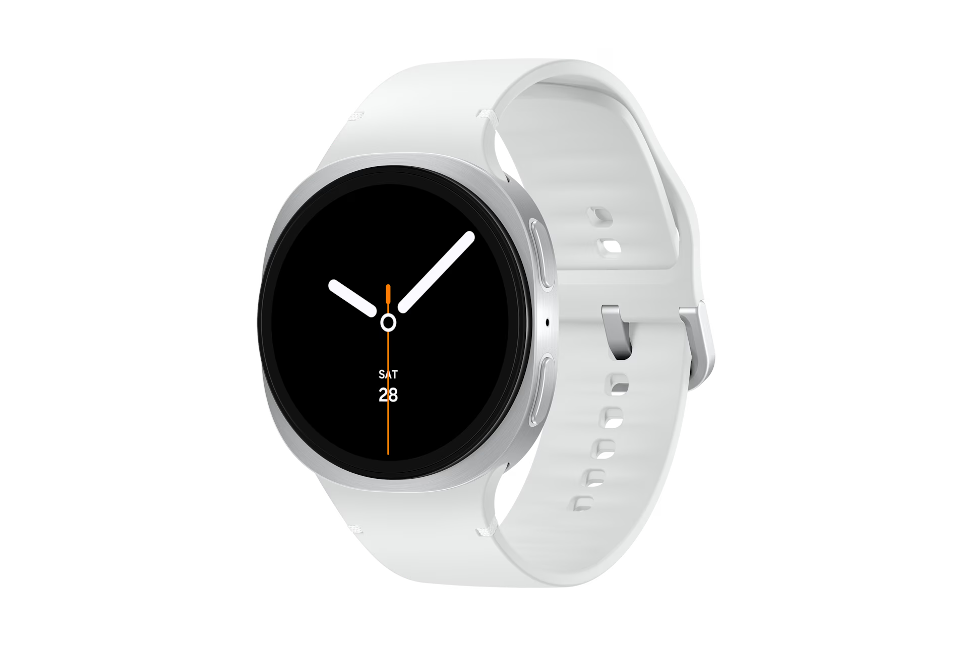 Samsung Galaxy Watch 8 L330 44mm. White smartwatch on a transparent background