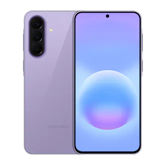 Front and back view of Samsung Galaxy A57 5G smartphone, displaying the 120Hz smooth screen and sleek rear camera setup.