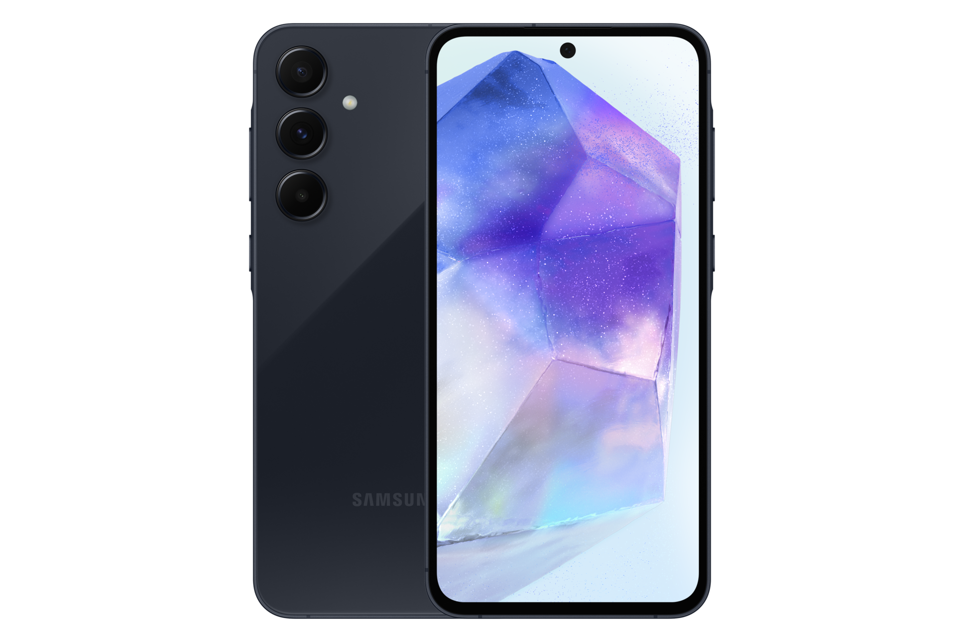 Samsung Galaxy A55 5G - IND  smartphone showing front and back on a white background