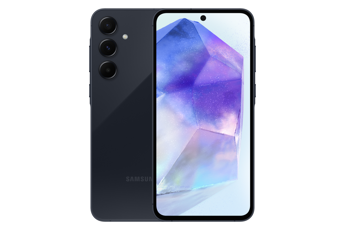 Samsung Galaxy A55 5G - IND  smartphone showing front and back on a white background