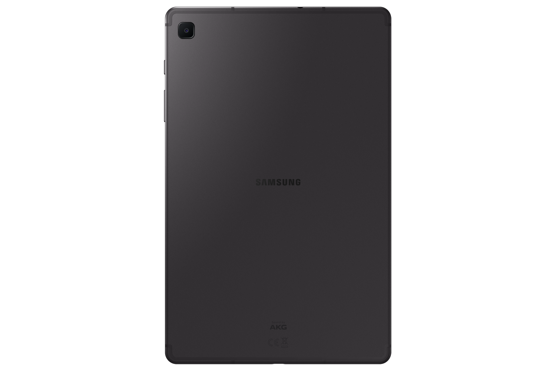 Black Samsung tablet on a white background