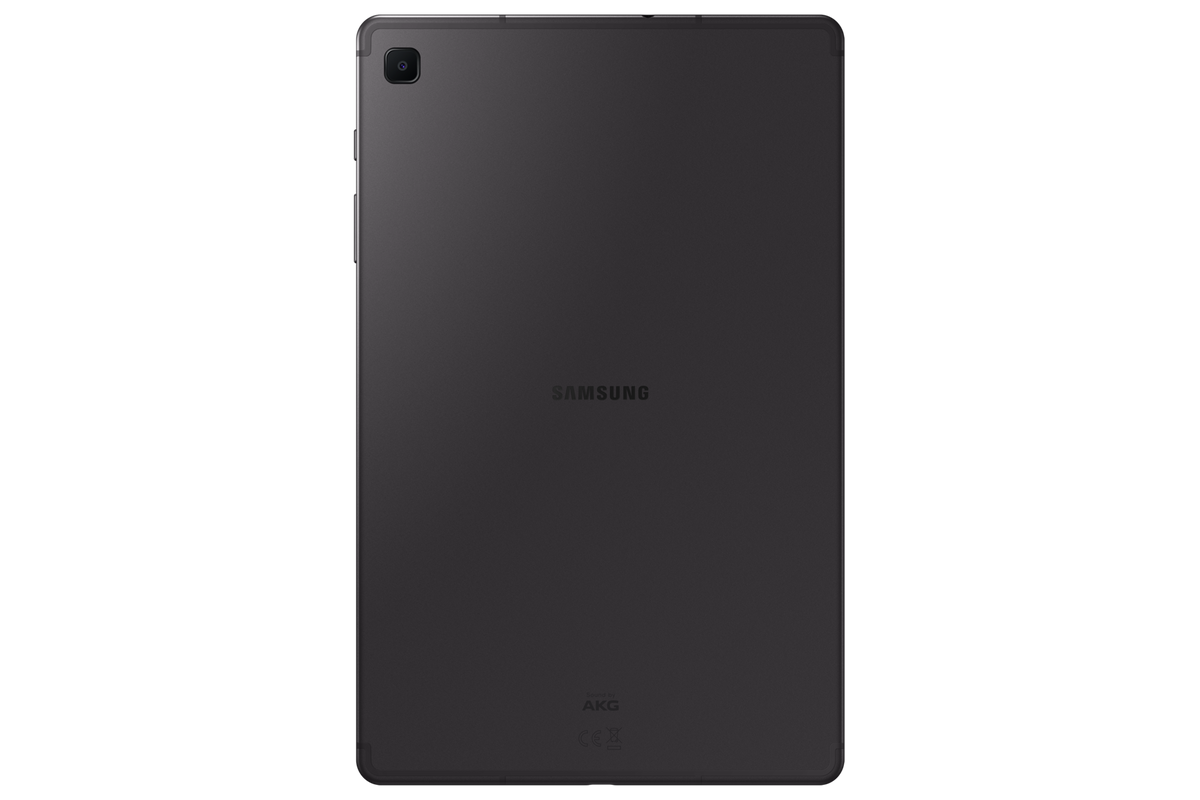 Black Samsung tablet on a white background