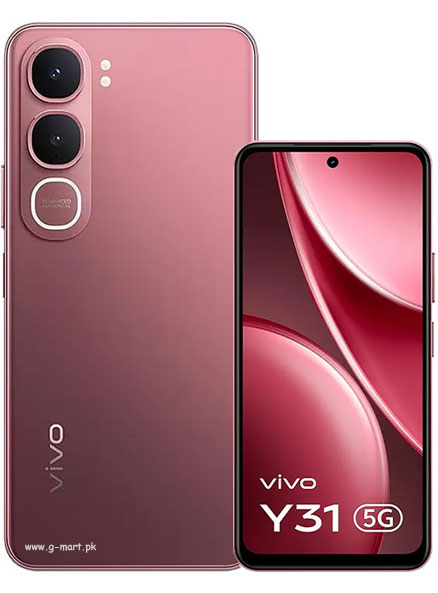 Vivo Y31 5G smartphone showing back and front views on a white background
